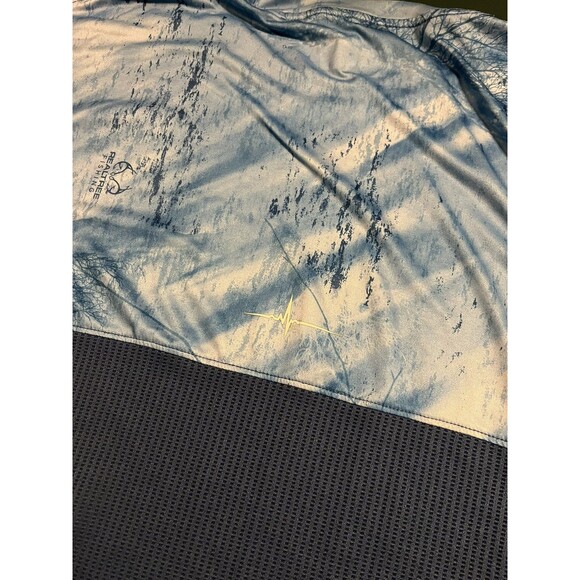 Habit RealTree Long Sleeve Performance Fishing Shirt LARGE UV Blue White Hunting - Picture 9 of 9